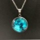 Kék fluoreszkáló felkelő hold - Vintage Punk Butterfly Dragon Cabochon üveg bronz lánc bagoly medál nyaklánc