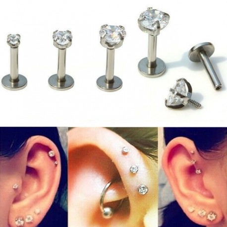 2mm - 16G drágakő kerek Tragus ajakgyűrű fülcsap fülbevaló testporc piercing ékszerek