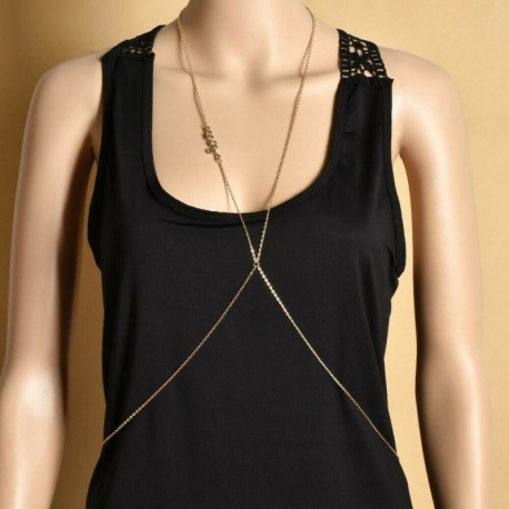 * 14 - Fényes kristály strasszos melltartó mellkas testlánc hám nyaklánc női ékszerek