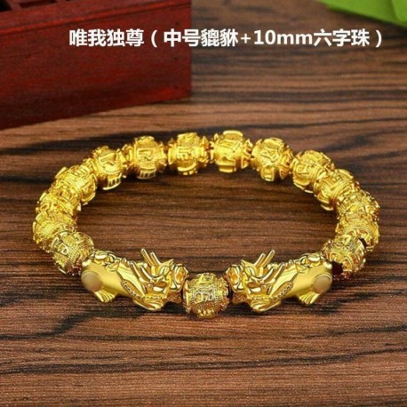 F - Feng Shui fekete obszidián gyöngy Pixiu karkötő Arany vonzza a vagyont Sok szerencsét Egyesült Királyság