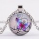 Pillangó - Vintage Retro Punk Cabochon üveg medál ezüst bronz lánc nyaklánc ékszer