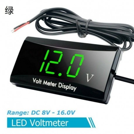 Zöld - 12V autós motorkerékpár digitális LED kijelző voltmérő feszültség volt mérő panel mérő
