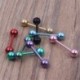 Nincs szín - 7db 14G műtéti acél vegyes színű nyelvcsengő gyűrűk Piercing testékszerek!