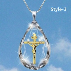 * 3 - Fashion Cross 925 ezüst nyaklánc medál női fehér zafír ékszer UK