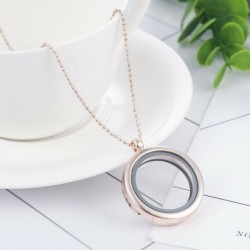 * 2 Rózsaarany - 30 mm-es lebegő varázsa élő memória kerek üvegfülke varázsa medál nyaklánc