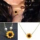 * 3 Nyaklánc Rose Gold - Női napraforgó medál nyaklánc fülbevaló gyöngyutánzat pulóver lánc ékszerek