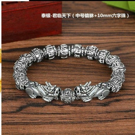 E - Feng Shui fekete obszidián gyöngy Pixiu karkötő arany vonzza a vagyont Sok szerencsét nekünk