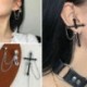 Kereszt - Punk Gothic Long Chain Cross Cipper Stud Drop fülbevalók férfiaknak női ékszerek USA