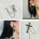 Kereszt - Punk Gothic Long Chain Cross Cipper Stud Drop fülbevalók férfiaknak női ékszerek USA