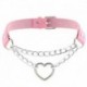Rózsaszín - Női punk choker nyaklánc gallér PU bőr gótikus szív hosszú lánc Egyesült Királyság