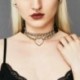 Rózsaszín - Női punk choker nyaklánc gallér PU bőr gótikus szív hosszú lánc Egyesült Királyság