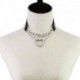 Rózsaszín - Női punk choker nyaklánc gallér PU bőr gótikus szív hosszú lánc Egyesült Királyság