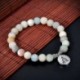 Amazonite Lotus - Unisex matt amazonit kő OM Lotus Buddha csakra Mala gyöngy jóga karkötő