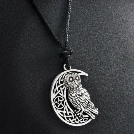 Nincs szín - Istennő Félhold Hold bagoly medál nyaklánc Wicca Pentagram pogány amulett talizmán