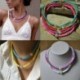 Sárga - Női Boho szivárvány polimer agyag nyaklánc ékszerek színes agyag gyöngyös choker AU