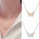 Ezüst - Női strassz kristály pillangó ragyogó nyilatkozat varázsa Choker nyaklánc Egyesült Királyság