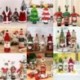 Style-7 szürke karácsonyi íj (hosszú ... - Xmas borosüveg ajándék táskák hóember Mikulás karácsonyi dekoráció