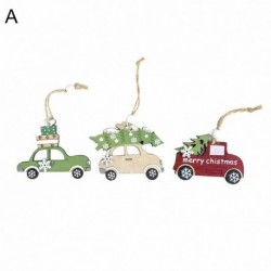 A - 3db Navidad karácsonyfa autó dekoráció fából készült függő medál Elk karácsonyi otthon