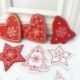Vörös csillag 1 - 10db fából készült karácsonyfa függő dísz DIY Xmas medálok ajándékdíszek