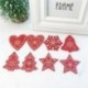 Vörös csillag 1 - 10db fából készült karácsonyfa függő dísz DIY Xmas medálok ajándékdíszek