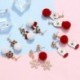 Hóember - Karácsonyi nők zománcozott kristály fülbevalók Dangle Ear Stud Hook Xmas ajándék nagykereskedelem