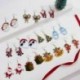 Hóember - Karácsonyi nők zománcozott kristály fülbevalók Dangle Ear Stud Hook Xmas ajándék nagykereskedelem