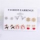 5-6Páros / Szarvas hópehely - Karácsonyi nők zománcozott kristály fülbevalók Dangle Ear Stud Hook Xmas ajándék