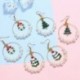 5-6Páros / Szarvas hópehely - Karácsonyi nők zománcozott kristály fülbevalók Dangle Ear Stud Hook Xmas ajándék