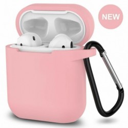Rózsaszín - AirPods szilikon tok borító védőbőr Apple Airpod töltéshez   kulcstartó