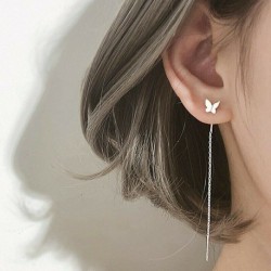 Ezüst Pillangó - Elegáns szimulációs kolibri ménes fülbevalók női csepp dangle ékszer nagykereskedelem