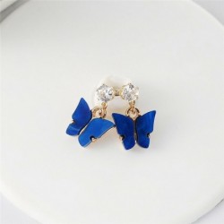 Sötétkék - Charm 1páros pillangó kristály strassz akril dangle karika fülbevaló női ajándék