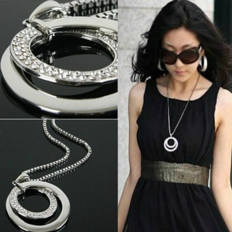 * 44 Dupla kör - Női Boho többrétegű hosszú lánc medál kristály nyaklánc choker gallér ékszerek