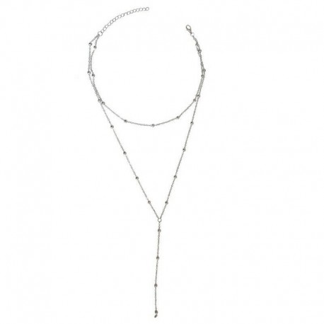 Ezüst - Boho női egyszerű nyaklánc báj ékszerek hosszú medál arany ezüst choker lánc