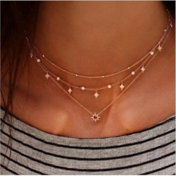 * 13 Arany többrétegű kristály S ... - Bohém divat többrétegű láncfojtó kristály medál nyaklánc női ékszerek