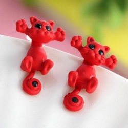 Vörös macska - A nők fülbevalók ékszerek lány aranyos 3D rajzfilm Animal Fox macska polimer agyag fül
