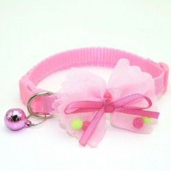 * 3 rózsaszín - Csokornyakkendő állítható cica nyakkendő gallér Bowknot Dot Bell Cat kisállat kiskutya