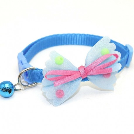 * 3 kék - Csokornyakkendő állítható cica nyakkendő gallér Bowknot Dot Bell Cat kisállat kiskutya