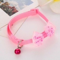 * 1 Rózsaszín - Csokornyakkendő állítható cica nyakkendő gallér Bowknot Dot Bell Cat kisállat kiskutya