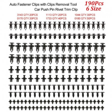 190db 6 méretű univerzális autós rögzítő dugattyú szegecs szegélybilincsek jármű autóajtó panel sárvédő bélés