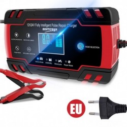12V 8Amp / 24V 4Amp intelligens akkumulátor töltő / karbantartó LCD kijelzővel teherautókhoz, motorkerékpárokhoz,