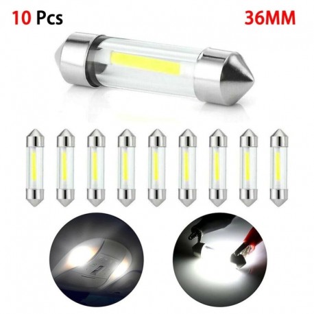 fehér - 10db egyedi COB C5W 12V LED Festoon 36mm autós kupola térképlámpa rendszámtábla izzó alacsony energiafogyasztás