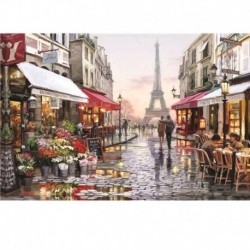 Párizs Virág utcája - Jigsaw Puzzle 1000 darabból álló, fából készült összeszerelt képi tájkép-rejtvények