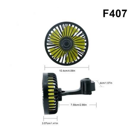 F407 - Autóventilátor forgatható kétfejű ventilátor 3 sebességes USB-meghajtású műszerfal-hűtőventilátor a Sedan