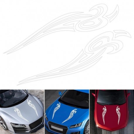 fehér - 2020 Car Flame Stripes Black Vinyl Truck Hood Decal Front matricák carro voiture Gyors szállítás CSV