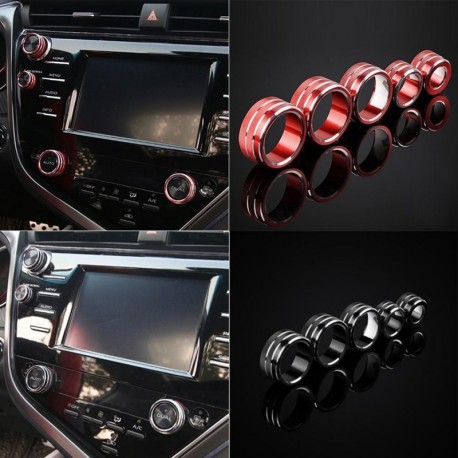 5db AC hangerő-kapcsoló gombgyűrű fedél dekor stílusú díszítőelem a Toyota Camry Auto kiegészítőkhöz autóhoz