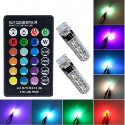 AKCIÓ A legnépszerűbb 2db T10 5050 RGB 7 színes LED vízálló W5W 501 autós ék oldalsó izzó-6SMD távirányító Gyors