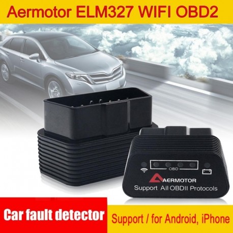 Fekete - AKCIÓ Aermotor ELM327 WIFI OBD2 támogatás Android autóhiba-érzékelő Androidra és Apple-re Gyors szállítás