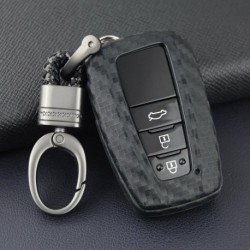 Fekete - Új értékesítésű szénszálas kulcstartó lánc Toyota Camry CHR Avalon RAV4 fedél tok kulcstartóhoz Gyors