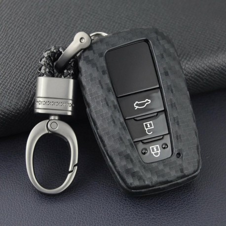 Fekete - Új értékesítésű szénszálas kulcstartó lánc Toyota Camry CHR Avalon RAV4 fedél tok kulcstartóhoz Gyors