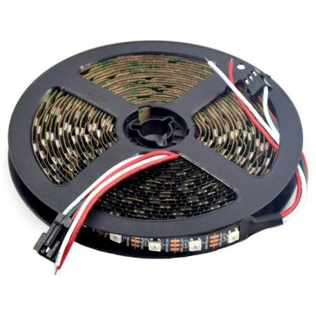 Új WS2812B RGB 5050SMD egyedi címezhető 16,4FT-os rugalmas fekete NYÁK színes színes LED-es pixelszalag Dream Color IP67